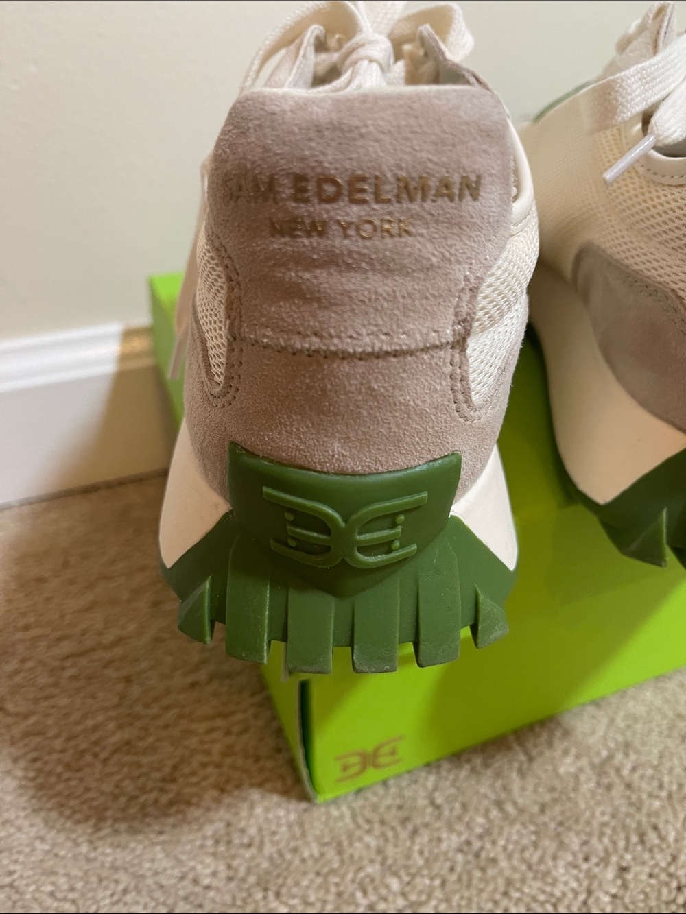 Sam Edelman Cream and Green Low-Top Sneakers woman’s Langley size 9 - Picture 6 of 16